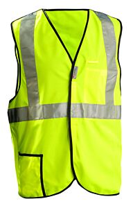 Occunomix Lux-Ssbrp-Yl Premium 5 Pt Breakaway Vest W/Hook & Loop, Solid, Yellow, Class 2, Size Large