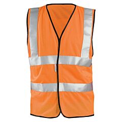 Occunomix Lux-Sscoolg-Om Dual Stripe Vest W/Hook & Loop, Mesh, Orange, Class 2, Size Medium