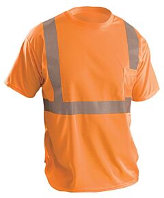 Occunomix Lux-Ssetp2B-O2X Standard Wicking T-Shirt W/Pocket, Birdseye, Orange, Class 2, Size 2X-Large