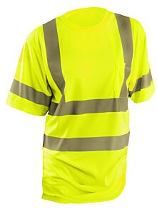 Occunomix Lux-Ssetp3B-Y5X Wicking Birdseye T-Shirt W/Pocket, Birdseye, Yellow, Class 3, Size 5X-Large