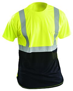 Occunomix Lux-Ssetpbk-Y2X Black Bottom T-Shirt W/Pocket, Birdseye, Yellow, Class 2, Size 2X-Large