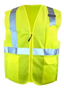 Occunomix Lux-Ssgz-Yxl Standard Vest W/Zipper, Solid, Yellow, Class 2, Size X-Large
