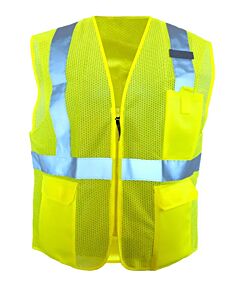 Occunomix Lux-Ssgzc-Yxl Standard Vest W/Zipper, Mesh, Yellow, Class 2, Size X-Large