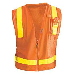 Occunomix Lux-Sslsdz-O5X Gloss Vest W/Zipper, Mesh/Solid, Orange, Class 2, Size 5X