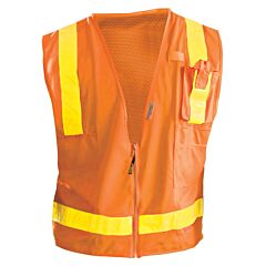 Occunomix Lux-Sslsdz-Os Gloss Vest W/Zipper, Mesh/Solid, Orange, Class 2, Size S
