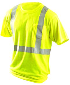 Occunomix Lux-Sstp2-Y4X Short Sleeve Wicking T-Shirt W/Pocket, Solid, Yellow, Class 2, Size 4X