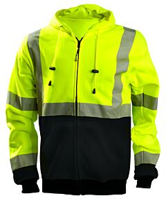 Occunomix Lux-Swthzbk-Y2X Black Bottom Hoodie W/Zipper, Solid, Yellow, Class 3, Size 2X-Large