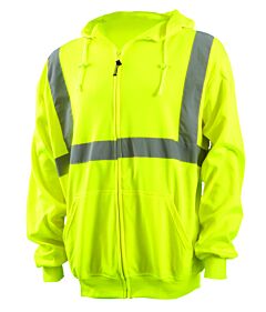 Occunomix Lux-Swtlhz-Yxl Lightweight Hoodie Sweatshirt W/Zipper, Solid, Yellow, Class 2, Size X-Large