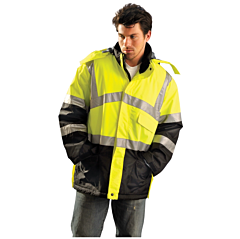 Occunomix Lux-Tjcw-Y2X Insulated Black Bottom Hi Viz Winter Parka, Solid, Yellow, Class 3, Size 2X-Large