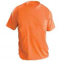 Occunomix Lux-Xsspb-O2X Short Sleeve Wicking Birdseye T-Shirt W/Pocket, Orange, Size 2X-Large