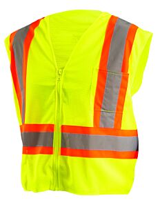 Occunomix Ok-Dot-S5L-L/Xl Vest, Mesh, Two-Tone, Yellow, Class 2, Size L/Xl