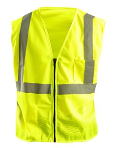 Occunomix Ok-S1L-4/5X Vest, Mesh Standard, Zipper Closure, Yellow, Class 2, Size 4X/5X-Large