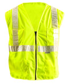 Occunomix Ok-Svl-L Vest, Solid Surveyor W/Gloss Tape, Zipper Closure, Yellow, Class 2, Size L