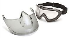 Pyramex Gg504Tshield Capstone Goggles, Direct/Indirect Body Type, Gray Frame/Clear Anti-Fog Lens With Faceshield Lens, 1 Pair