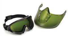 Pyramex Gg504Tshieldir3 Capstone Goggles, Direct/Indirect Body Type, 3.0 Ir Filter Lens With Green Tinted Faceshield Attachment Lens, 1 Pair