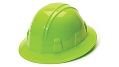 Pyramex Hp24131 Full Brim Hard Hat 4 Point Ratchet Suspension, Hi-Vis Lime