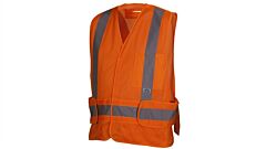 Pyramex Rca2520Sem Rca25 Series, Hi-Vis Orange Vest With Reflective Tape - Self Extinguishing - Size Medium, 1 Each