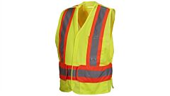 Pyramex Rca2710Sex2 Rca27 Series, Hi-Vis Lime Vest With Contrasting Reflective Tape - Self Extinguishing - Size 2X Large, 1 Each