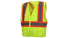 Pyramex Rcz2410X5 Rcz24 Series, Hi-Vis Lime Vest With Contrasting Reflective Tape - Size 5X Large, 1 Each