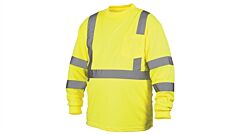 Pyramex Rlts3110M Rlts31 Series T-Shirt, Hi-Vis Lime Long Sleeve - Size Medium, 1 Each