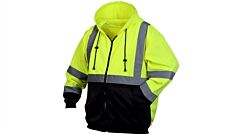 Pyramex Rszh3210L Rszh32 Series, Hi-Vis Lime Zipper Sweatshirt With Black Bottom - Size Large, 1 Each