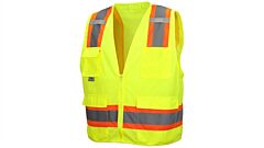 Pyramex Rvz2410Sel Rvz24 Series Safety Vest, Hi-Vis Lime - Self Extinguishing - Size Large, 1 Each