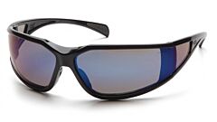 Pyramex Sb5175Dt Exeter Safety Glasses, Glossy Black Frame, Blue Mirror Anti-Fog Lens