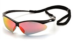 Pyramex Sb6345Sp Pmxtreme Safety Glasses, Black Frame, Ice Orange Mirror With Cord Lens