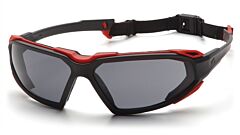 Pyramex Sbr5020Dt Highlander Safety Glasses, Black-Red Frame, Gray Anti-Fog Lens