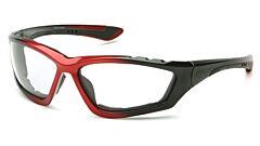 Pyramex Sbr8710Dtp Accurist Safety Glasses, Black/Red Frame, Clear Anti-Fog Lens