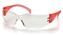 Pyramex Sr4110S Intruder Safety Glasses, Red Temples Frame, Clear-Hardcoated Lens