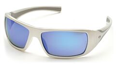 Pyramex Sw5665D Goliath Safety Glasses, White Frame, Ice Blue Mirror Lens