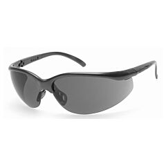 Radnor 64051234 Motion Series Safety Glasses With Black Frame, Gray Polycarbonate Scratch Resistant Lens And Adjustable Temples