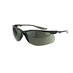 Radians 3741 Safety Glasses Ultra Lightweight Single Lens Design, Flexible Temples For All Day Comfort, Crystal Black Frame, Smoke Lens