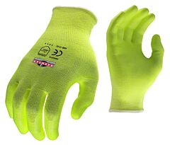 Radians Rwg531-S Silver Series Ansi Cut A2 Hppe Seamless Shell Pu Dipped Palm Fda Accepted Material, Size Small