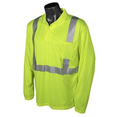 Radians St22-2Pgs-L Class 2 Long Sleeve High Visibility Safety Polo - Green, Large, 1/Each