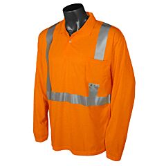Radians St22-2Pos-L Class 2 Long Sleeve High Visibility Safety Polo - Orange, Large, 1/Each