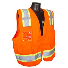 Radians Sv62-2Zot-L Class 2 Surveyor Heavy Duty Solid Twill Safety Vest - Orange, Large, 1/Each