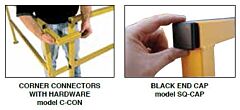 Vestil C-Con Steel Square Safety Handrail Corner Connectors For Use With Square Rails Yellow
