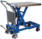 Vestil Cart-1000-Ts Steel Hydraulic Elevating Single Scissor Cart 32" X 19-3/4" 1000 Lb. Capacity, Silver/Blue