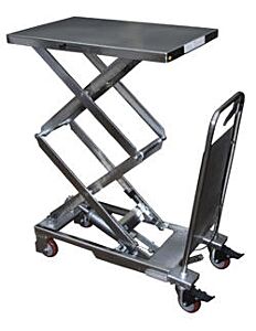 Vestil Cart-200-D-Pss Partially Stainless Steel Double Scissor Steel Cart With Foot Pump 17-1/2" X 27" 220 Lb. Capacity, Silver