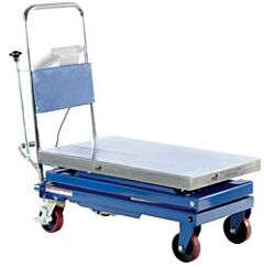 Vestil Cart-500-Scl-Pss Partially Stainless Steel Scissor Cart With Scale 19-1/2" X 32" 500 Lb. Capacity, Blue/Silver