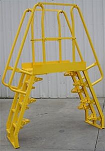 Vestil Cola-6-56-56 Steel Alternating Crossover Ladder 20 Step 56 Degrees 150" X 115" 350 Lb. Capacity, Yellow