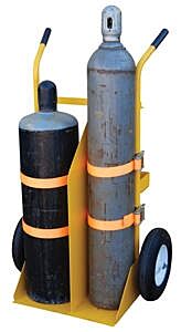 Vestil Cyl-E-Ff Steel Cylinder Torch Cart With Foam Filled Wheels 22-13/16" X 34-1/2" X 57" 500 Lb. Capacity, Yellow