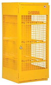 Vestil Cyl-V-1020-Kd Steel Knockdown Vertical Cylinder Cabinet 32" X 60" X 68-1/4" 10-20 Cylinder Capacity, Yellow