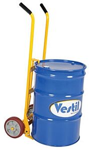 Vestil Dbt-P-Sa-Mr Steel Drum Truck With Spring Assist For Plastic Drums With Mold On Rubber 1000 Lb. Capacity, Yellow