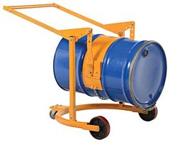 Vestil Dcr-110-55 Steel Manual Drum Carrier/Rotator For Steel Drums 55 Gallon 800 Lb. Capacity, Yellow