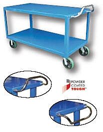 Vestil Dh-Ph4-2460 Steel 24" X 60" Platform Heavy Duty Ergo Handle Cart With Gfn Casters 4000 Lb. Capacity, Blue