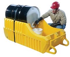 Vestil Dhdc-66 Plastic Drum Truck Dispensing Containment Unit 72-1/4" X 32" X 27", Yellow