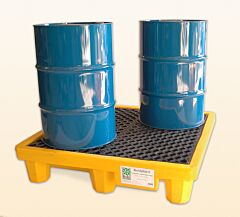 Vestil Dr-4-Ut Polyethylene Ultra Spill Pallet 4 Drum Capacity, 6000 Lbs. Yellow